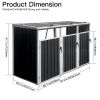 Garbage Bin Shed Stores 3 Trash Cans Metal Outdoor Bin Shed for Garbage Storage,Grey