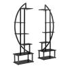 Artisasset 2pcs 6th Floor Half Moon Ironwood Suitable For Garden Balcony Patio Lawn Home Decoration Plant Stand Flower Pot Stand Iron Flower Stand Bla