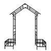 Metal Garden Arch with Adjustable Width W68.11''~W94.29'' Climbing Plants Support Rose Arch Outdoor Black