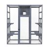 Super-Large Outdoor Cat Catio, Wooden Cat House Enclosure with Insulated Cat Condo, Sun Panel Roof, 4 Platforms, Extra Rainproof Cover, Gray