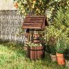 Wooden wishing well, wishing well flowerpot, carbonized
