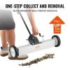 VEVOR 50Lbs Rolling Magnetic Sweeper with Wheels, Push-Type Magnetic Pick Up Sweeper, 24-inch Large Magnet Pickup Lawn Sweeper with Telescoping Handle