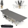 75-inch heavy-duty queen-size folding bed, 10-leg design for stable support, portable camping bed with side pockets and mattress