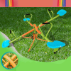 XSS004 outdoor playground four seats seesaw for kids 360 degree rotating sturdy plastic seat seesaw for kids seesaw blue and green for kids age 3+