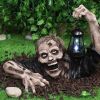 1pc Halloween Zombie Crawling Horror Decor, Scary Led Lights Zombie Holding Lantern Outdoor Figurine Light