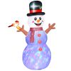 8' Inflatable Snowman, Christmas Blow up Snowman w/ Rotating Colorful LED Light, Outdoor Yard Decor for Holiday