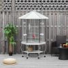77" Flight Bird Cage Hexagon Covered Canopy Portable Aviary With Storage