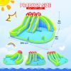 7 in1 Inflatable Water Park Three Slide with Blower Water Gun Sprinkler Fountain Climbing Wall for Children