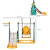 Qaba 3 IN 1 Kids Swing and Slide Set with Basketball Hoop, Adjustable Seat Height, Toddler Playground Activity Center, Indoor/Outdoor