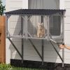 Cat Window Box, 43.3" Catio Outdoor Cat Enclosure with Bug Proof Net for Sunbathing, Napping & Viewing