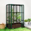 Raised Garden Bed with Trellis, 46.5" Tomato Cage with Crop Cage, Self Watering Planter Box with Drainage Holes, Green
