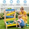 3-in-1 Kids Sand Water Play Table, Fir Wood Outdoor Sensory Activity Table with Faucet & Accessories, Double Basin Play Toy for Toddlers Ages 3+