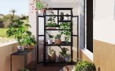 TOPMAX 62inch Height Wood Large Greenhouse Balcony Portable Cold Frame with Wheels and Adjustable Shelves for Outdoor Indoor Use, Black