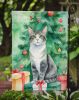Ural Rex Cat By the Christmas Tree Garden Flag Mailbox Flag Decorative Yard Flag Banner Outside Patio Artwork Yard Flower Beds, Garden Size