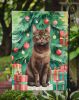 York Chocolate Cat By the Christmas Tree Garden Flag Mailbox Flag Decorative Yard Flag Banner Outside Patio Artwork Yard Flower Beds, Garden Size