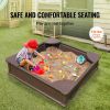 VEVOR Sandbox with Cover, 48.6x48.6x12.4 in Square Sand Box, HDPE Sand Pit with 4 Corner Seating and Bottom Liner, Kids Sandbox for Outdoor Backyard