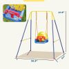3 in 1 Toddler Swing Set, Folding Child Swing Set with Seat Belt, Adjustable Seat for Outdoor Indoor, Blue