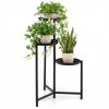 3-Tier Staggered Metal Plant Stand, Black Rustproof Corner Plant Shelf with Anti-Scratch Feet