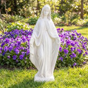 31.5" Virgin Mary Garden Statue, All-Weather MgO Religious Sculpture for Outdoor & Indoor Decor