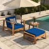 U_STYLE Acacia Wood Outdoor Lounge Set - Chair & Ottoman, Perfect for Patios, Balconies, and Gardens