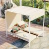 U_STYLE Outdoor Patio Sunbed Daybed with Cushions, Adjustable Seats