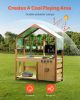 Mud Kitchen for Kids, Wooden Toy Play Kitchen Set with Accessories, Outdoor Toddler Grocery Store Playset, Pretend Play Kitchen with Stoves
