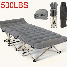 75-inch heavy-duty queen-size folding bed, 10-leg design for stable support, portable camping bed with side pockets and mattress