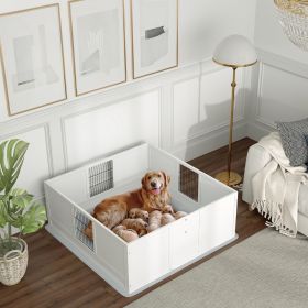 Dog Whelping Box with Washable Pee Pad, Adjustable Height Door, for Large Breed Dogs, 49" x 47" x 19"
