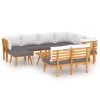 Garden Lounge Set Dark grey, white Solid acacia wood, polyester