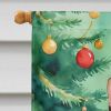 Manx Cat By the Christmas Tree House Flag Large Porch Sleeve Pole Decorative Outside Yard Banner Artwork Wall Hanging, Polyester, House Size
