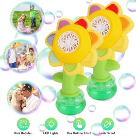 2Pcs Bubble Machines With Lights For Kids Rechargeable Dancing Sunflower Bubble Maker For 4-8Years Old Toddlers Outdoor Summer Play Toy Party Birthday