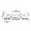 Patio 4 piece sectional low dining conversation sofa set- KD rattan wicker outdoor garden furniture corner sofa set with cushion.
