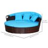 4 Pieces Outdoor Daybed with Retractable Canopy, PE Rattan Wicker Round Sofa Day Bed