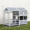 79"L Large Dog House Outdoor, Wooden Dog Kennel with Porch, Storage Cabinet,Weatherproof Roof, Windows