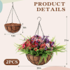 2 Pack Artificial Hanging Flowers with Basket for Outdoors Artificial Fake Hanging Plants Basket Faux Orchid Persian Grass Plants for Spring Summer Ho