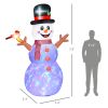 Outsunny 8' Inflatable Snowman, Christmas Blow up Snowman w/ Rotating Colorful LED Light, Outdoor Yard Decor for Holiday