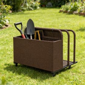 Swimming pool storage container, storage basket, brown