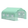 12' x 10' x 7' Outdoor Walk-in Greenhouse, Tunnel Green House with Roll-up Windows, Zippered Door, PE Cover, Heavy Duty Steel Frame, Green
