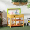 Outsunny Mud Kitchen Outdoor Kitchen Playset for Kids Wooden with Realistic Play Kitchen Toys, Faucet and Sink, Storage Shelves
