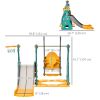 4-in-1 Kids Slide and Swing Set with Basketball Hoop and Adjustable Seat Height