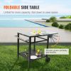 Outdoor Grill Dining Cart with Double-Shelf, BBQ Movable Food Prep Table, Multifunctional Foldable Iron Table Top