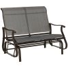 2-Person Glider Bench, Outdoor Chair with Breathable Mesh Fabric, Smooth Motion, Rocking Glider for Backyard, Lawn, Mixed Grey