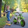 12V Electric Motorcycle for Kids Battery-Powered Ride-On Off-road Street Bike with Charging Battery Training Wheels Green