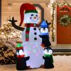 HOMCOM 6' Christmas Holiday Yard Inflatable Outdoor Light Up LED Xmas Decoration 3 Penguins Building Snowman