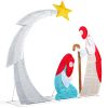 VINGLI 3.7FT Lighted 2D Nativity Scene Outdoor Christmas Decorations, with 170 White LED Lights and Stakes, Easy Assembly and Storage