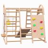 Indoor Playground 7-in-1 Jungle Gym Playset for Kids 2-6yrs - Slide, Climbing Wall, Rope Wall Climber, Monkey Bars