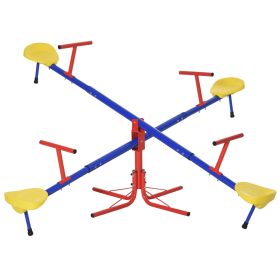 Outsunny Kids Seesaw Swivel Teeter Totter with 360Â° Spinning, 4 Seater Seesaw Outdoor Playground Equipment for Backyard