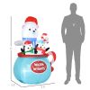 Outsunny 5ft Christmas Inflatables Outdoor Decorations Blessed Polar Bear and Penguins in the Cup, Blow-Up LED Yard Christmas Decor for Garden, Lawn