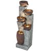 Outdoor Water Fountain with 5-Tier Crock Design, 51.2" Tall Cascading Waterfall Garden Fountain with LED Lights