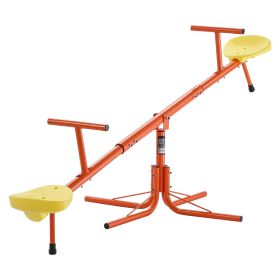 Kids Seesaw, 100 lbs Load Capacity per Seat, Sit and Spin Teeter Totter with 4-prong Support Legs, Kids Outdoor Playground Equipment